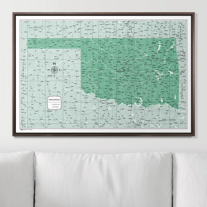 Push Pin Oklahoma Map (Pin Board) - Green Color Splash CM Pin Board