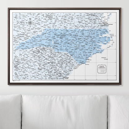 Push Pin North Carolina Map (Pin Board) - Light Blue Color Splash CM Pin Board