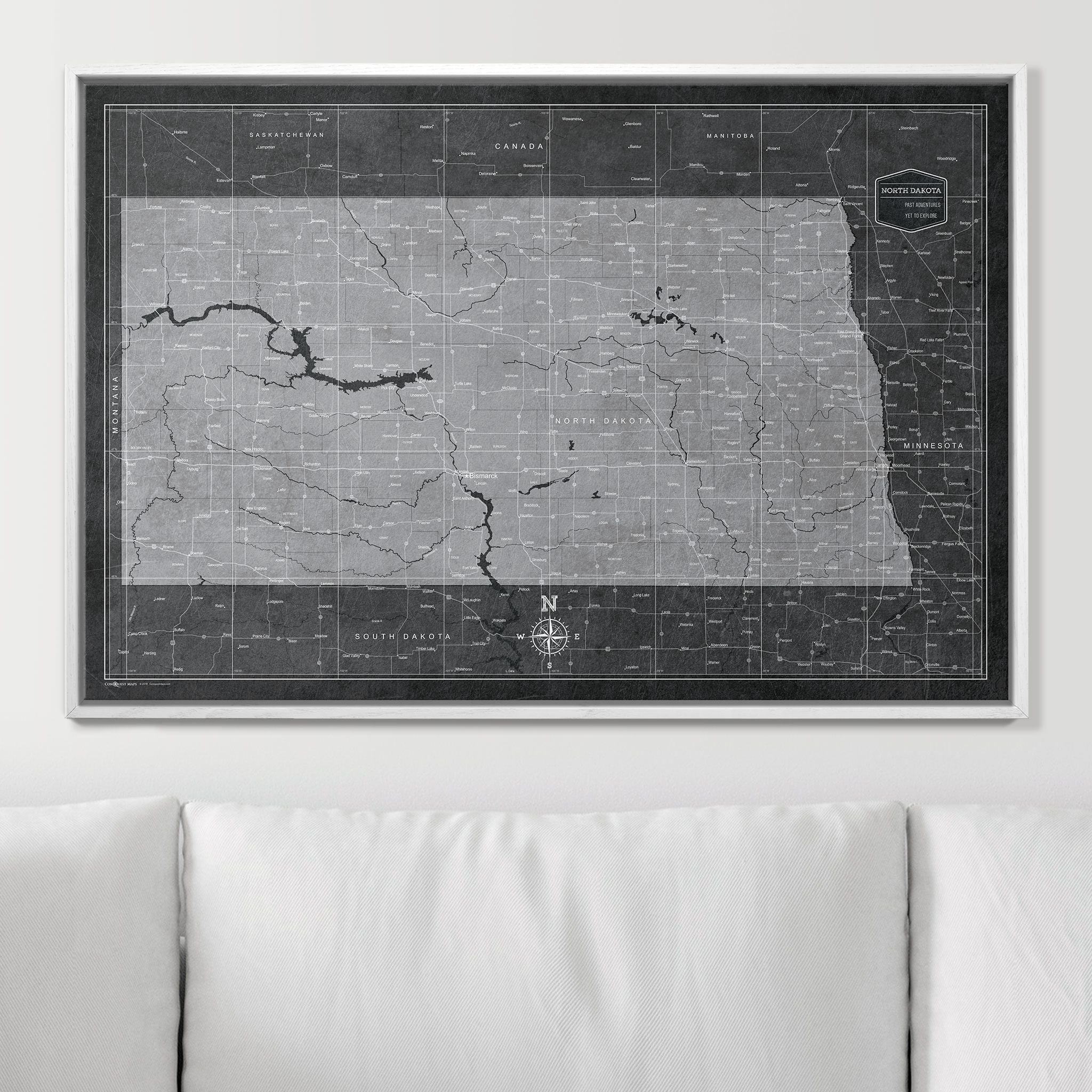 Push Pin North Dakota Map (Pin Board) - Modern Slate CM Pin Board