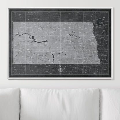 Push Pin North Dakota Map (Pin Board) - Modern Slate CM Pin Board