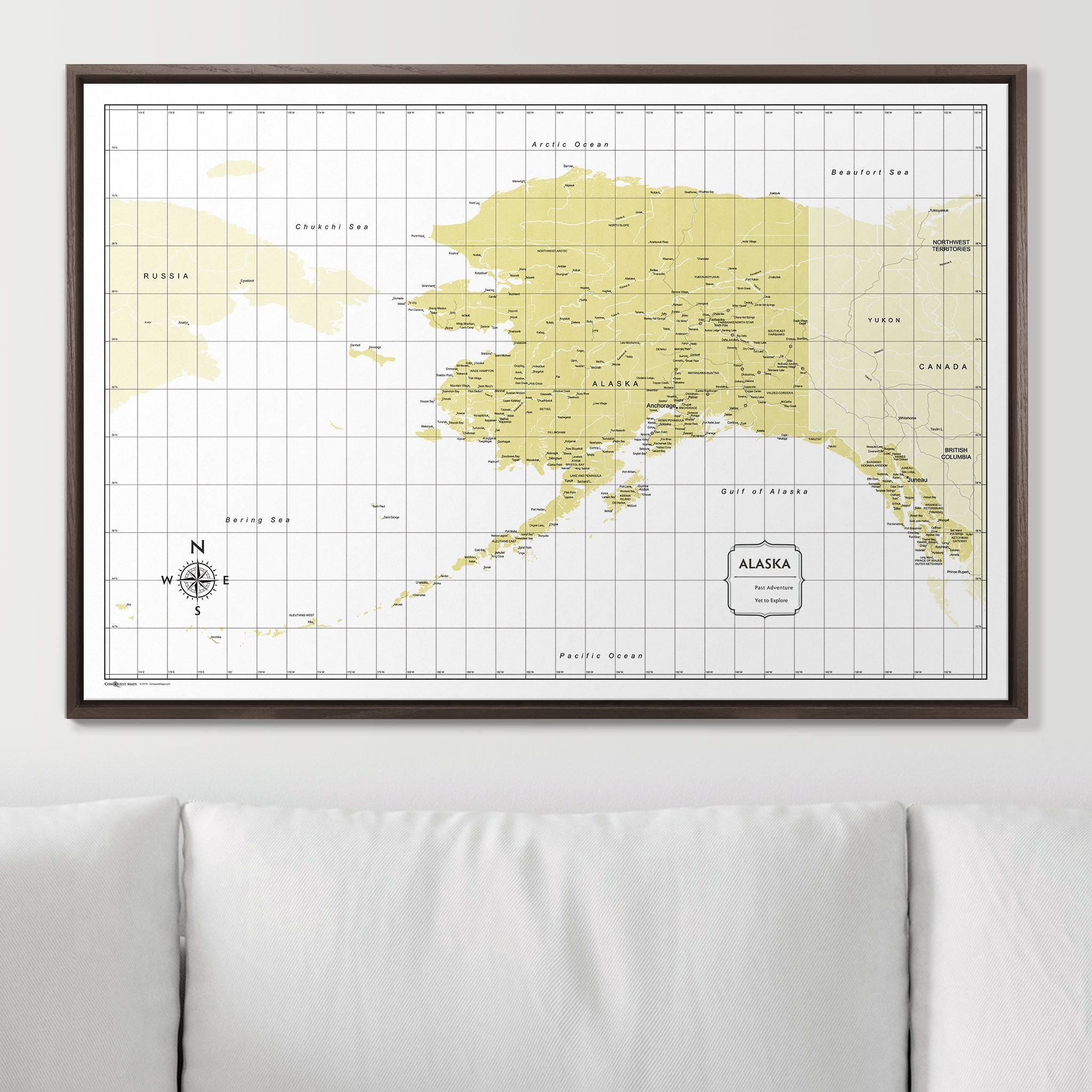 Push Pin Alaska Map (Pin Board) - Yellow Color Splash CM Pin Board