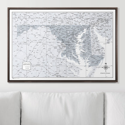 Push Pin Maryland Map (Pin Board) - Light Gray Color Splash CM Pin Board