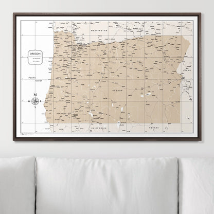 Push Pin Oregon Map (Pin Board) - Light Brown Color Splash CM Pin Board