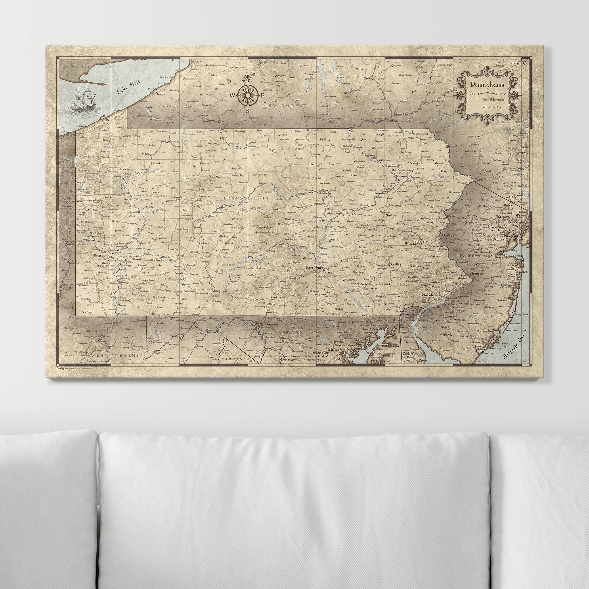 Push Pin Pennsylvania Map (Pin Board) - Rustic Vintage CM Pin Board