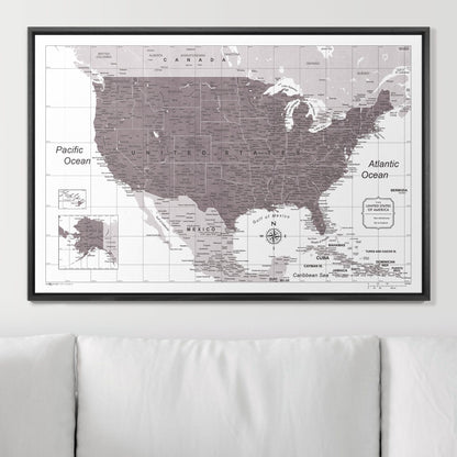 Push Pin USA Map (Pin Board) - Dark Brown Color Splash CM Pin Board