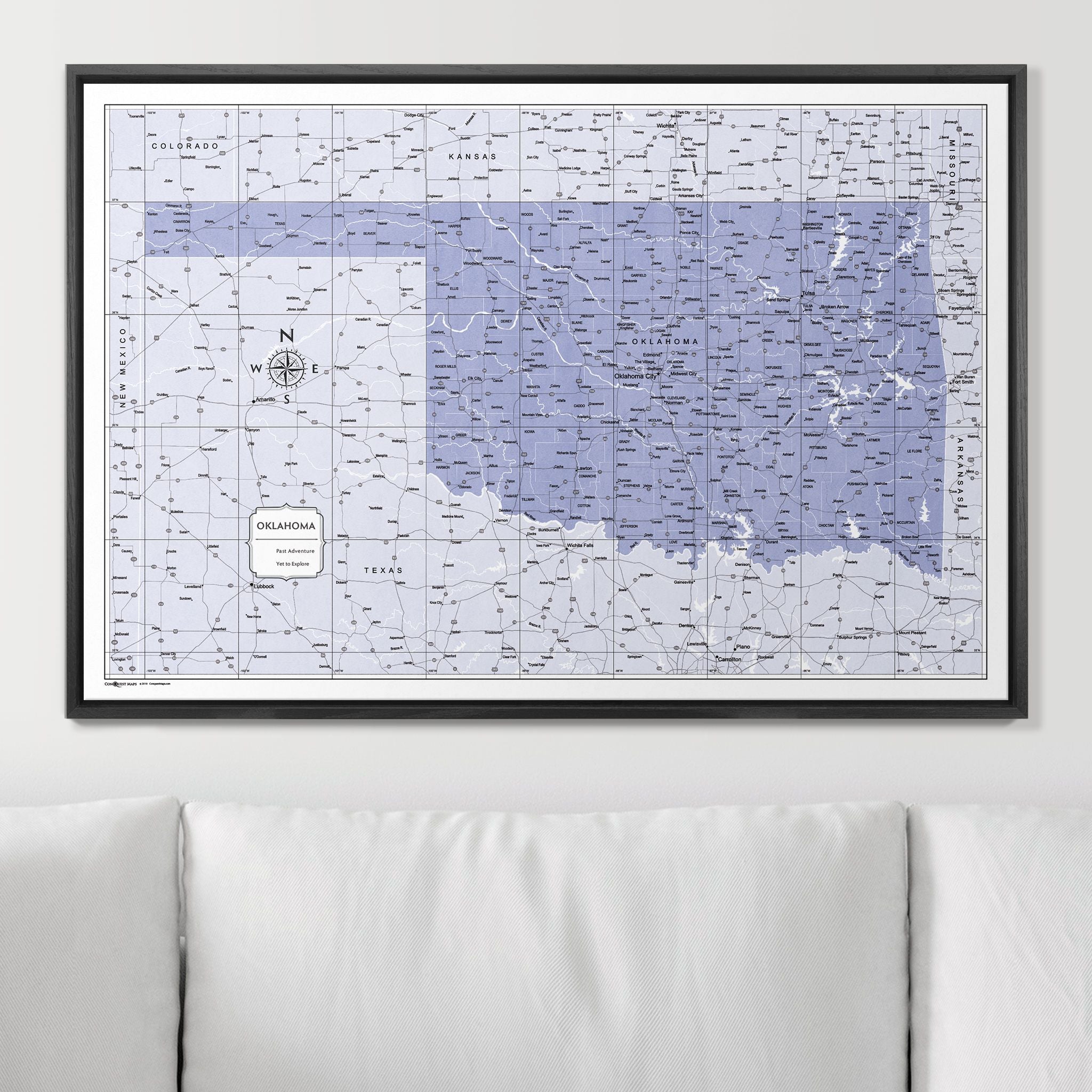 Push Pin Oklahoma Map (Pin Board) - Purple Color Splash CM Pin Board