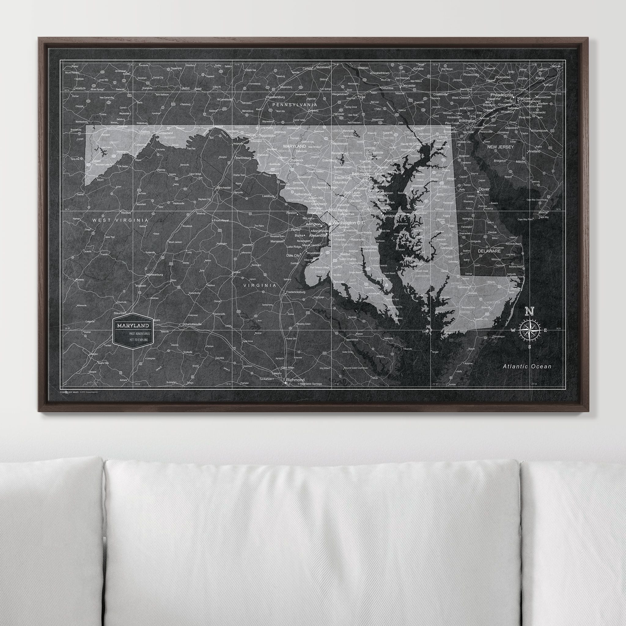 Push Pin Maryland Map (Pin Board) - Modern Slate CM Pin Board