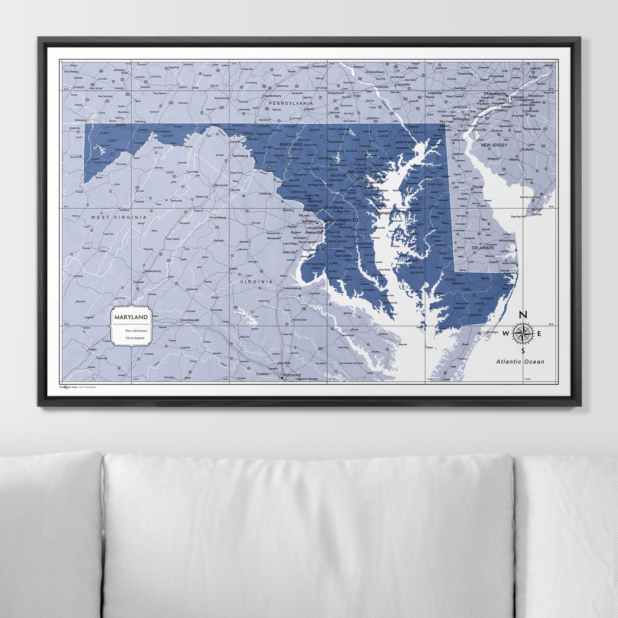 Push Pin Maryland Map (Pin Board) - Navy Color Splash CM Pin Board