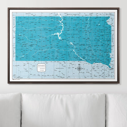 Push Pin South Dakota Map (Pin Board) - Teal Color Splash CM Pin Board