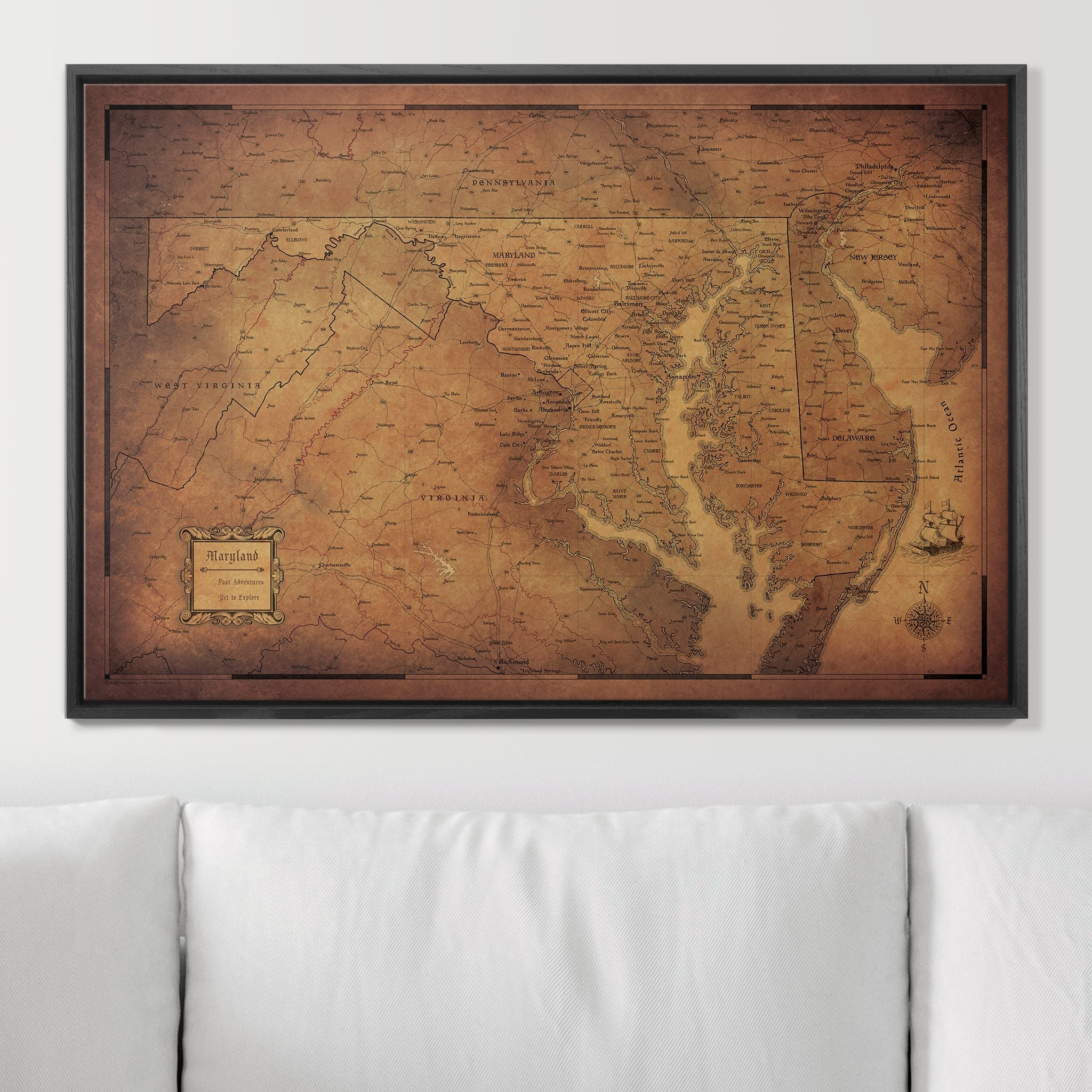 Push Pin Maryland Map (Pin Board) - Golden Aged CM Pin Board