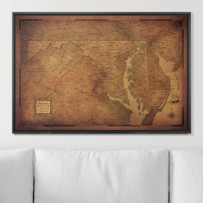 Push Pin Maryland Map (Pin Board) - Golden Aged CM Pin Board