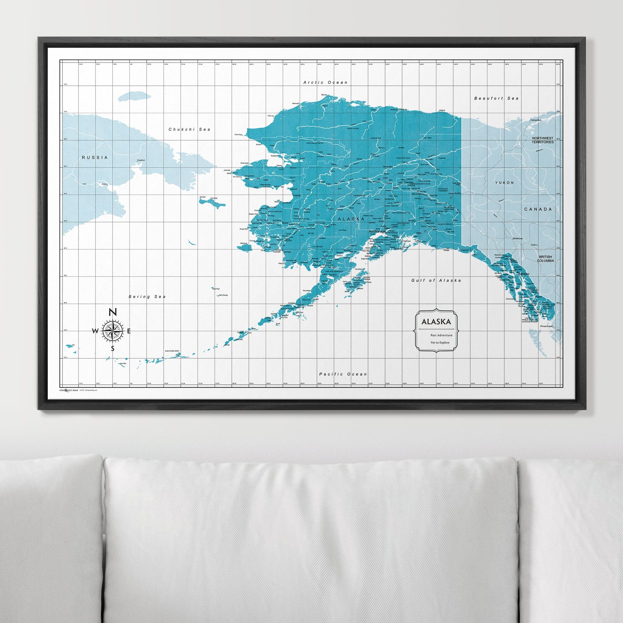 Push Pin Alaska Map (Pin Board) - Teal Color Splash CM Pin Board