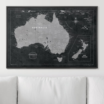 Push Pin Australia Map (Pin Board) - Modern Slate CM Pin Board