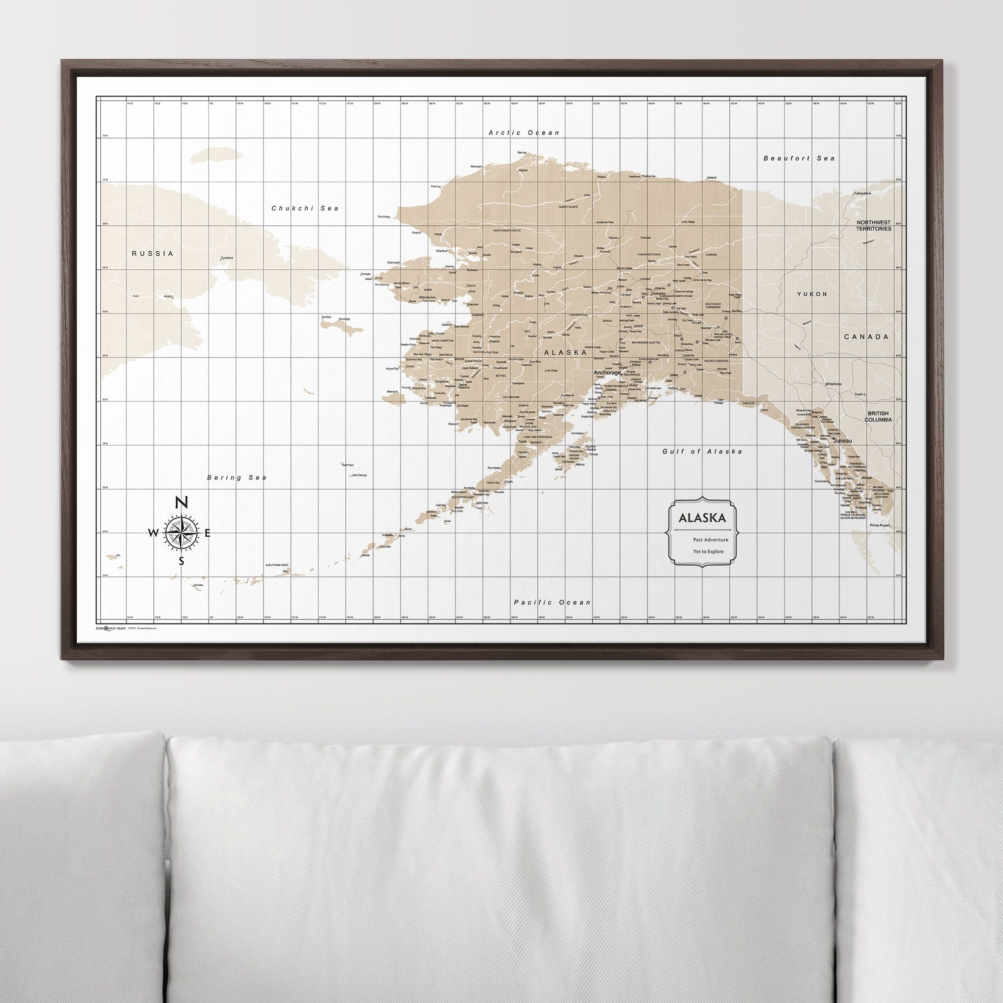 Push Pin Alaska Map (Pin Board) - Light Brown Color Splash CM Pin Board