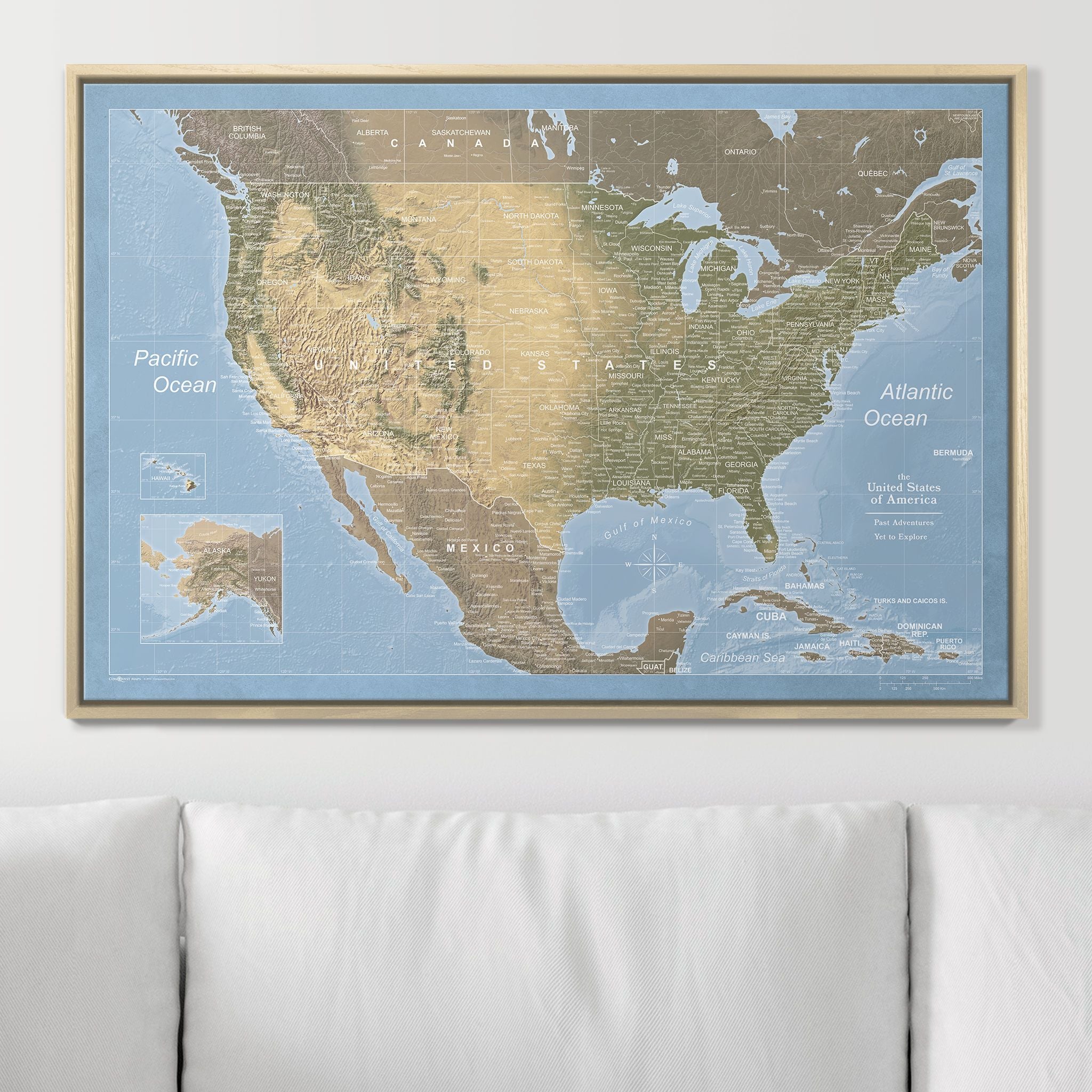 Push Pin USA Map (Pin Board) - Natural Earth CM Pin Board