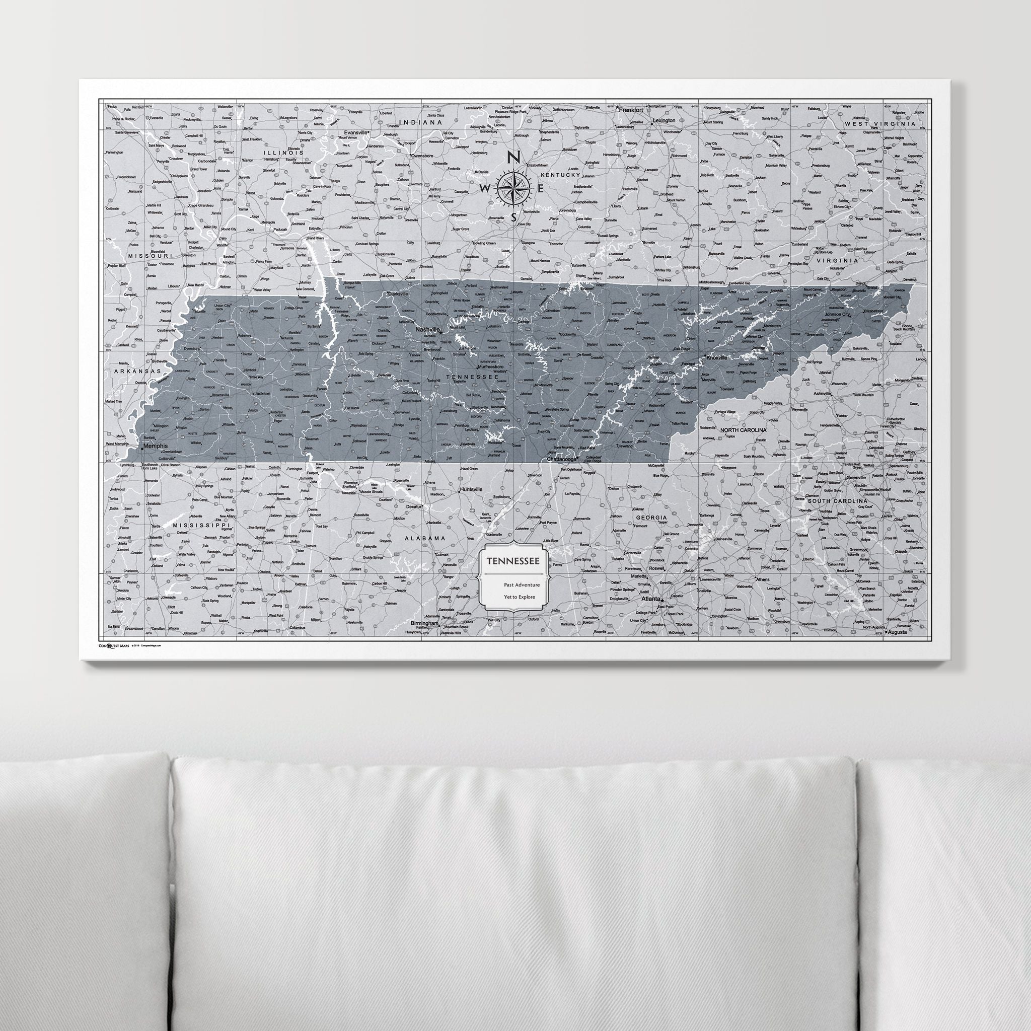 Push Pin Tennessee Map (Pin Board) - Dark Gray Color Splash CM Pin Board