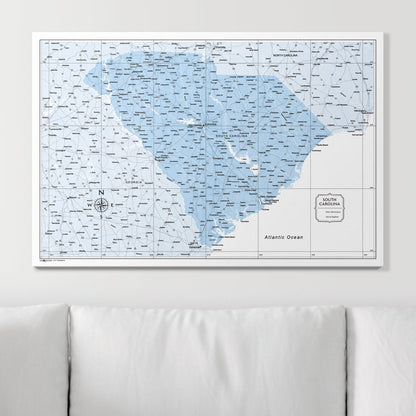 Push Pin South Carolina Map (Pin Board) - Light Blue Color Splash CM Pin Board