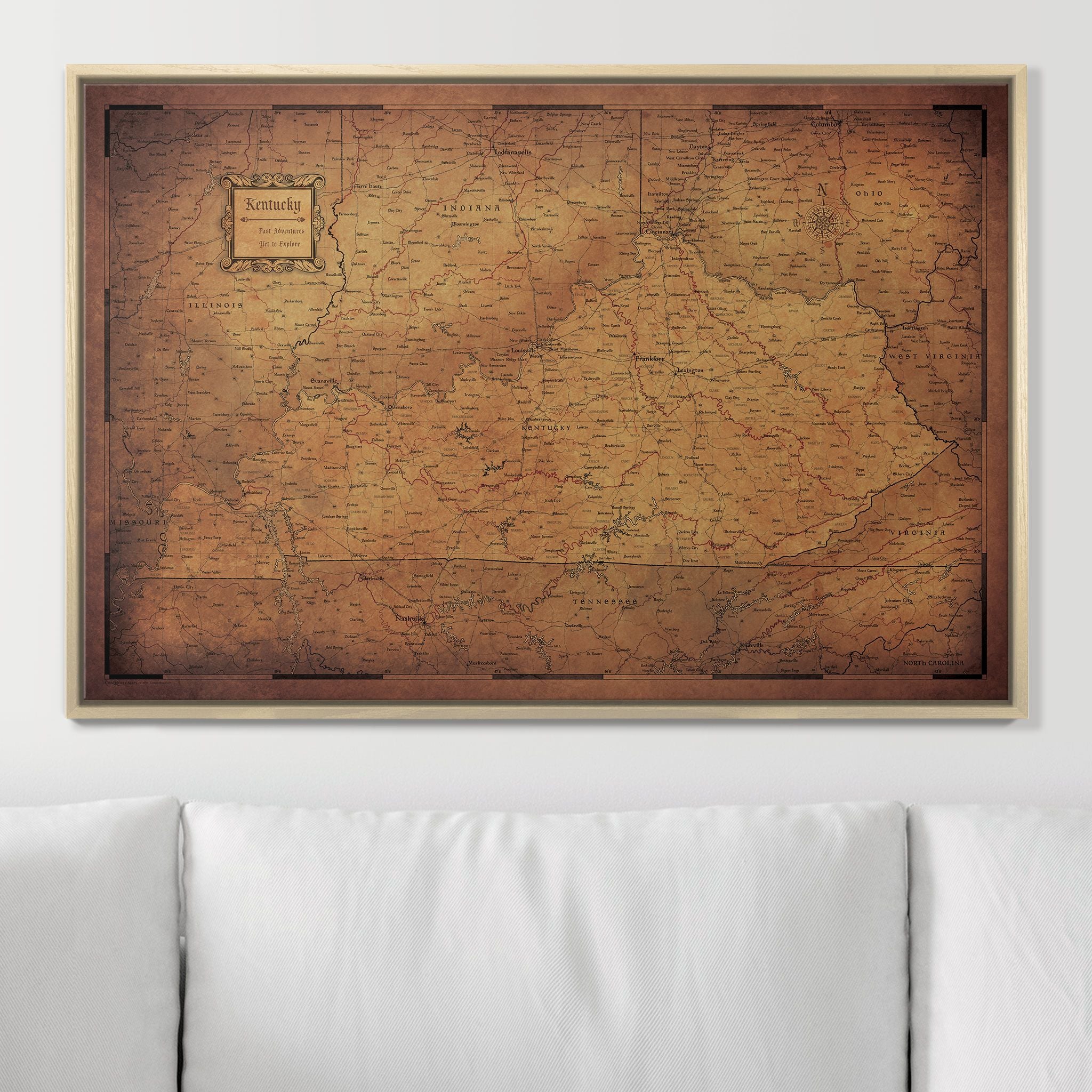 Push Pin Kentucky Map (Pin Board) - Golden Aged CM Pin Board