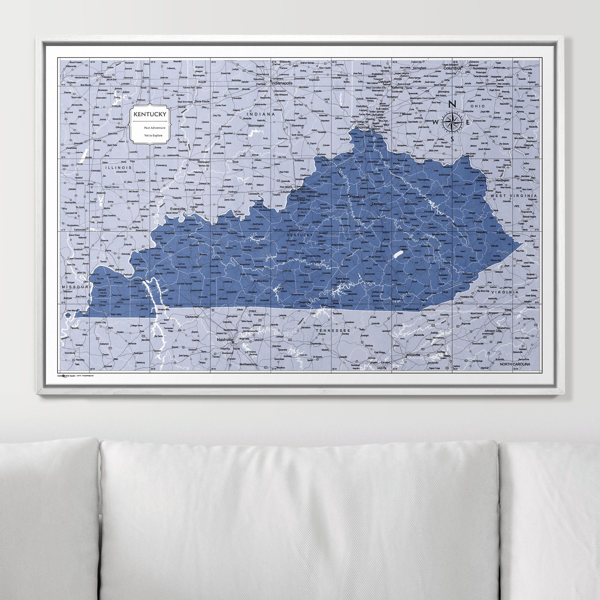 Push Pin Kentucky Map (Pin Board) - Navy Color Splash CM Pin Board