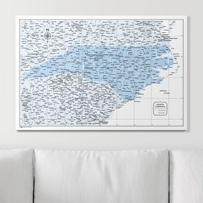 Push Pin North Carolina Map (Pin Board) - Light Blue Color Splash CM Pin Board