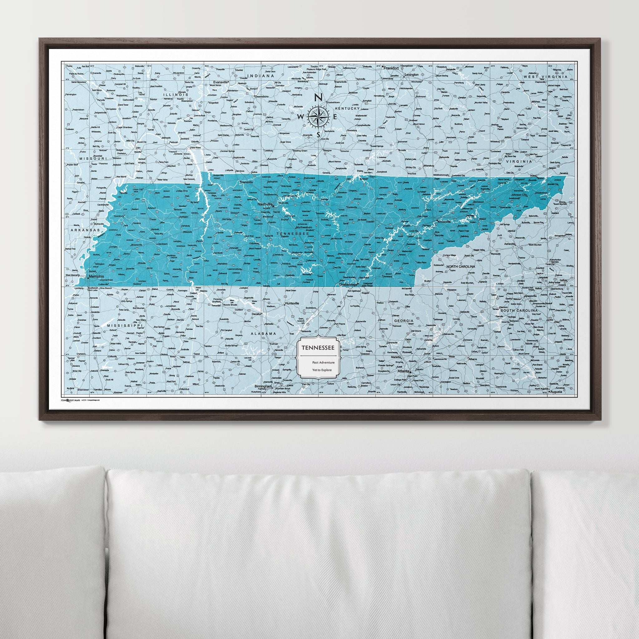 Push Pin Tennessee Map (Pin Board) - Teal Color Splash CM Pin Board