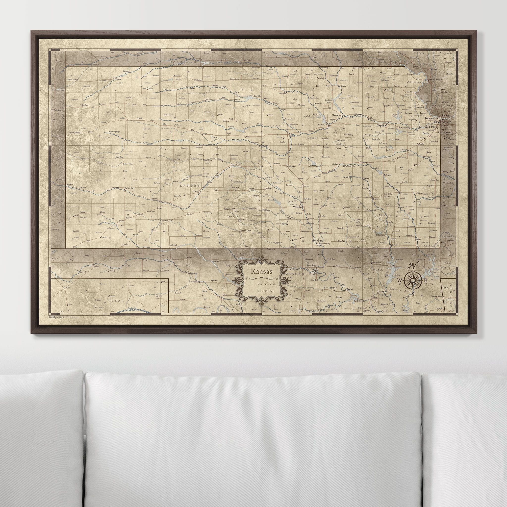 Push Pin Kansas Map (Pin Board) - Rustic Vintage CM Pin Board