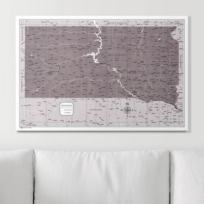 Push Pin South Dakota Map (Pin Board) - Dark Brown Color Splash CM Pin Board