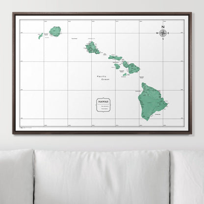 Push Pin Hawaii Map (Pin Board) - Green Color Splash CM Pin Board