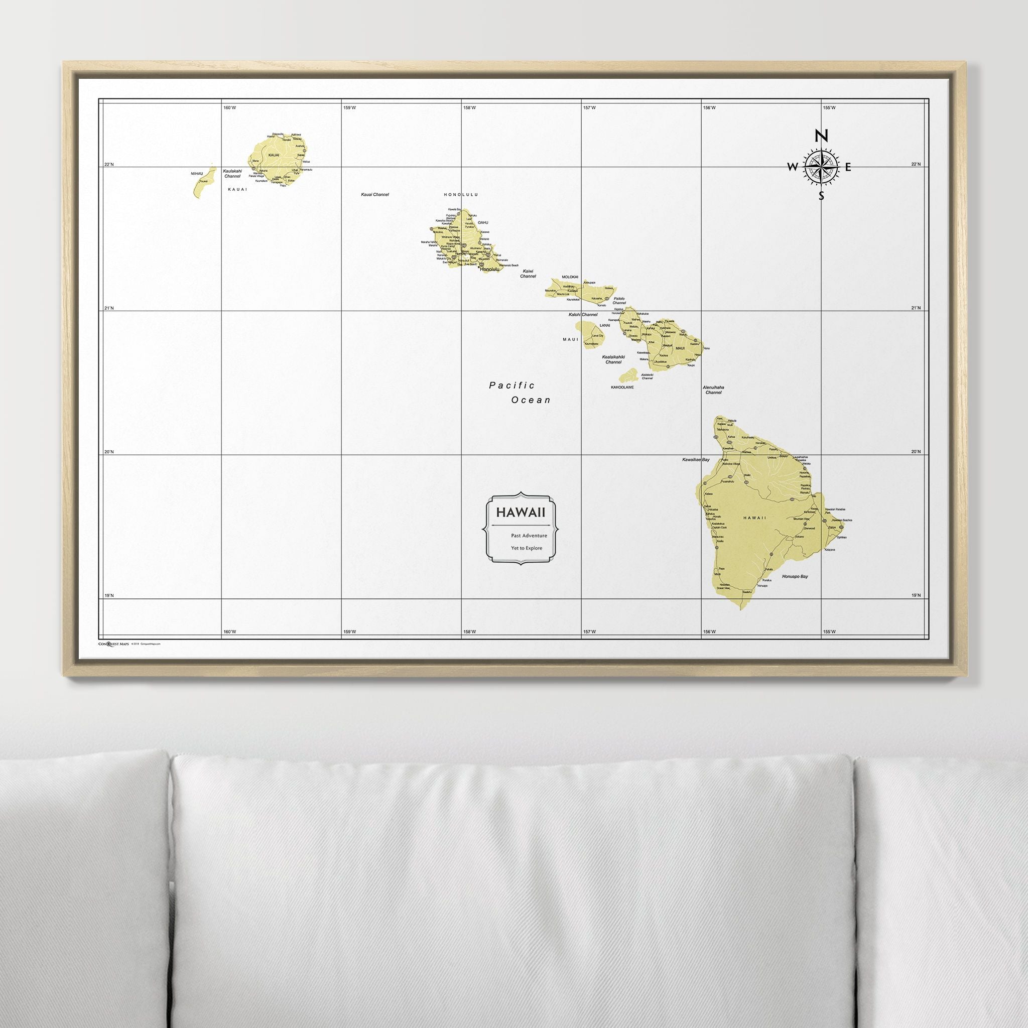 Push Pin Hawaii Map (Pin Board) - Yellow Color Splash CM Pin Board