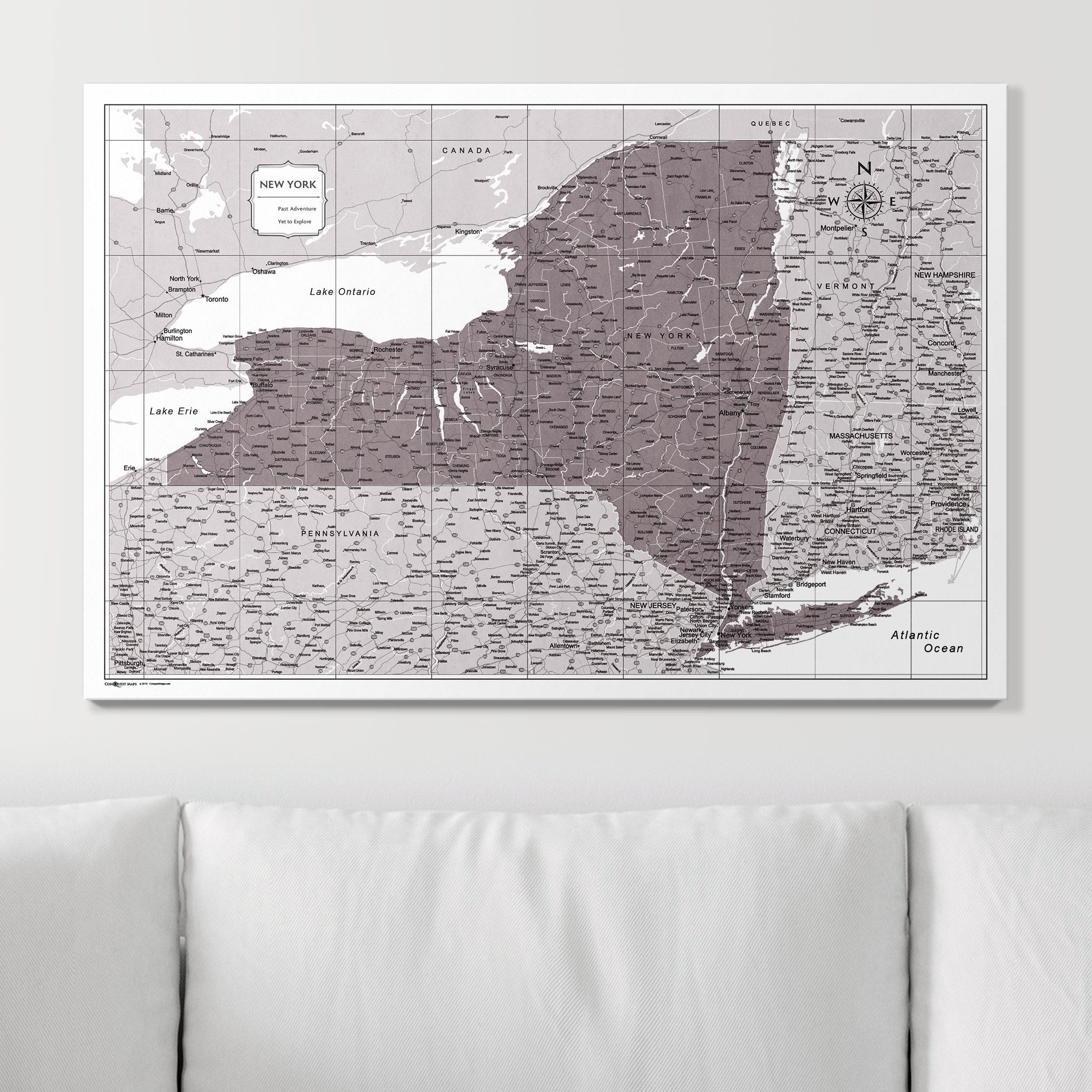 Push Pin New York Map (Pin Board) - Dark Brown Color Splash CM Pin Board