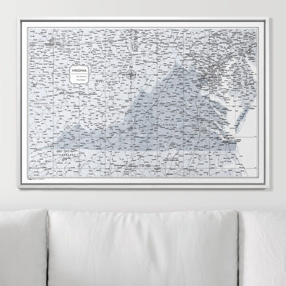 Push Pin Virginia Map (Pin Board) - Light Gray Color Splash CM Pin Board