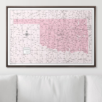 Push Pin Oklahoma Map (Pin Board) - Pink Color Splash CM Pin Board