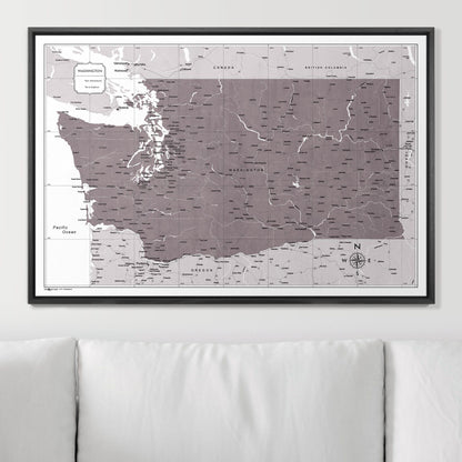 Push Pin Washington Map (Pin Board) - Dark Brown Color Splash CM Pin Board