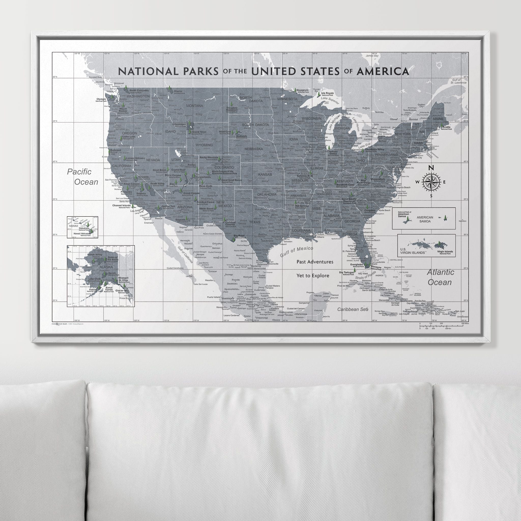 Push Pin National Parks Map (Pin Board) - Dark Gray Color Splash CM Pin Board