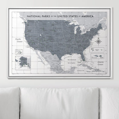 Push Pin National Parks Map (Pin Board) - Dark Gray Color Splash CM Pin Board