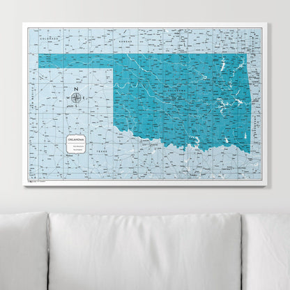 Push Pin Oklahoma Map (Pin Board) - Teal Color Splash CM Pin Board