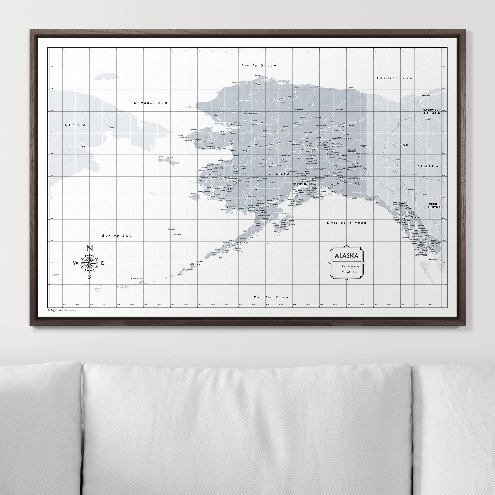 Push Pin Alaska Map (Pin Board) - Light Gray Color Splash CM Pin Board