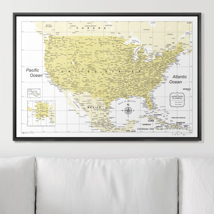 Push Pin USA Map (Pin Board) - Yellow Color Splash CM Pin Board