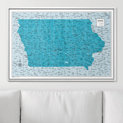 Push Pin Iowa Map (Pin Board) - Teal Color Splash CM Pin Board