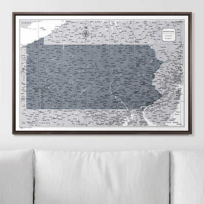 Push Pin Pennsylvania Map (Pin Board) - Dark Gray Color Splash CM Pin Board