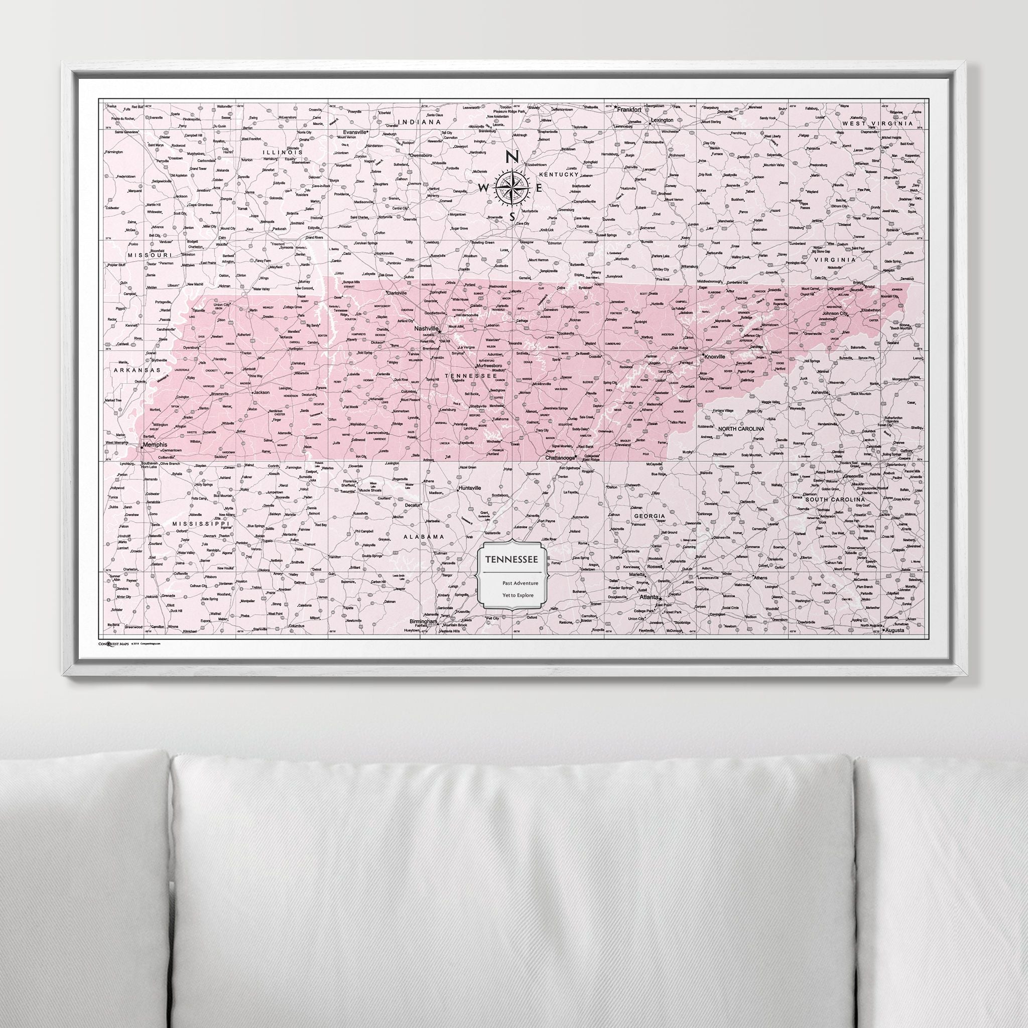 Push Pin Tennessee Map (Pin Board) - Pink Color Splash CM Pin Board