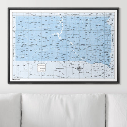 Push Pin South Dakota Map (Pin Board) - Light Blue Color Splash CM Pin Board