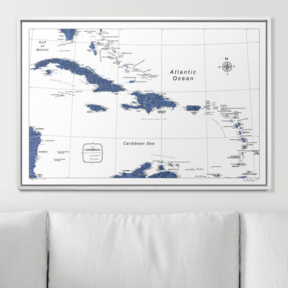 Push Pin Caribbean Map (Pin Board) - Navy Color Splash CM Pin Board