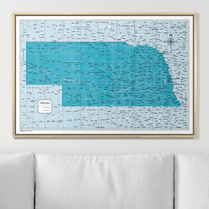 Push Pin Nebraska Map (Pin Board) - Teal Color Splash CM Pin Board