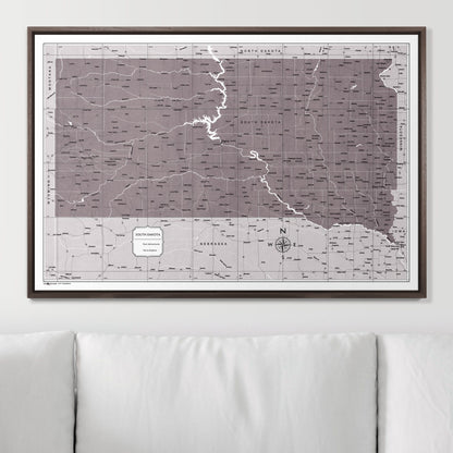 Push Pin South Dakota Map (Pin Board) - Dark Brown Color Splash CM Pin Board