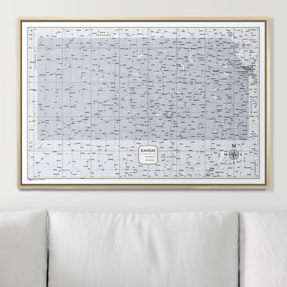 Push Pin Kansas Map (Pin Board) - Light Gray Color Splash CM Pin Board