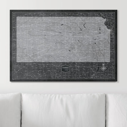 Push Pin Kansas Map (Pin Board) - Modern Slate CM Pin Board