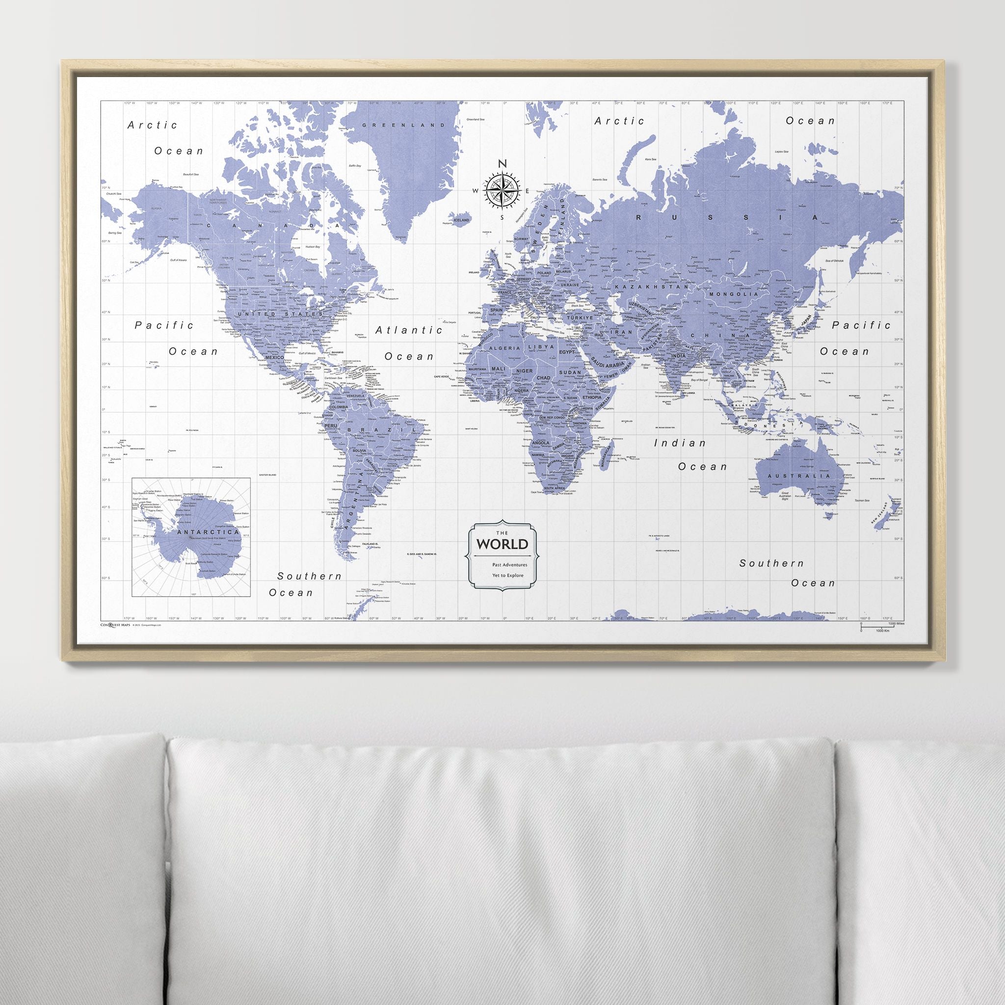 Push Pin World Map (Pin Board) - Purple Color Splash CM Pin Board