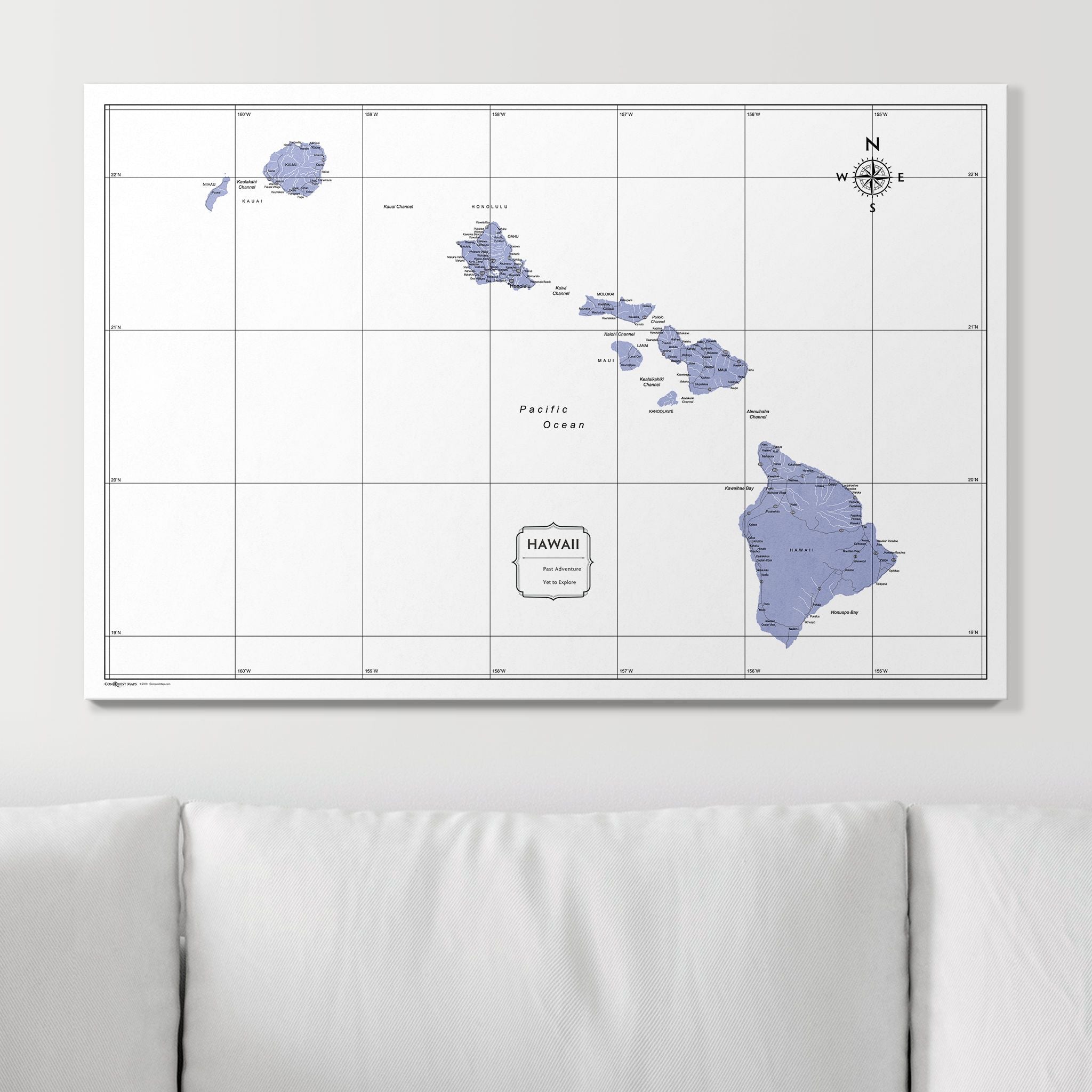 Push Pin Hawaii Map (Pin Board) - Purple Color Splash CM Pin Board