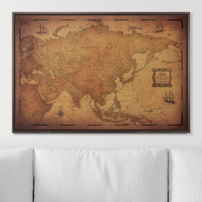 Push Pin Asia Map (Pin Board) - Golden Aged CM Pin Board